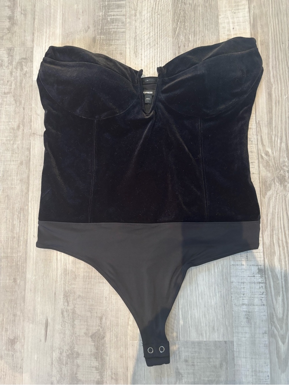 Express Black Velvet Strapless Bustier Bodysuit